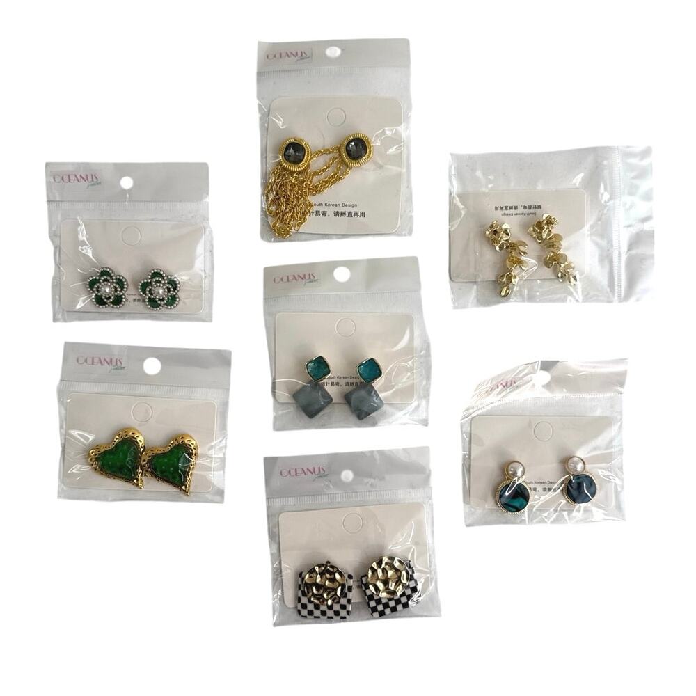 New in sealed packages Fashion Stud and dangle pierced earrings bundle (7 sets)